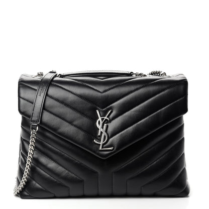 Saint Laurent Calfskin Y Quilted Monogram Medium Loulou Chain Satchel Black 1 of 11