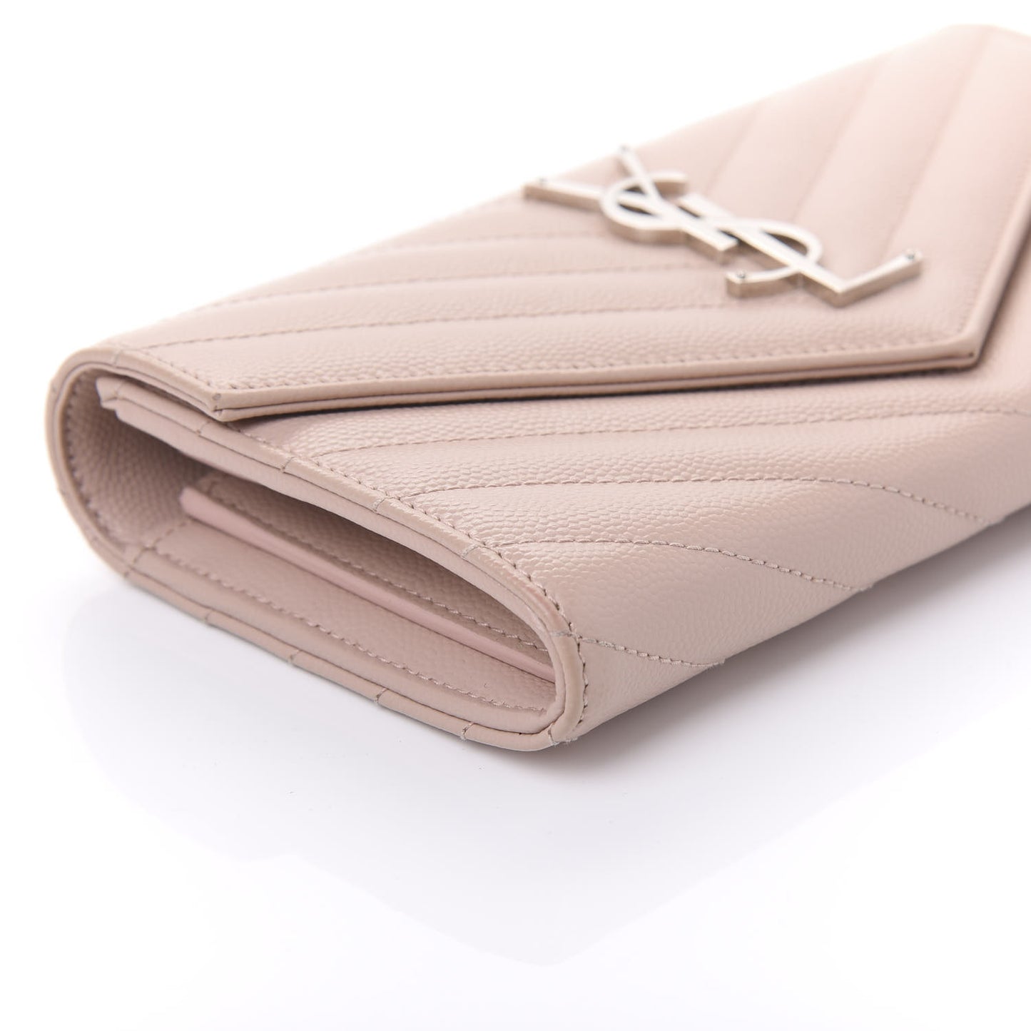 Grain De Poudre Matelasse Chevron Monogram Wallet Pale Pink