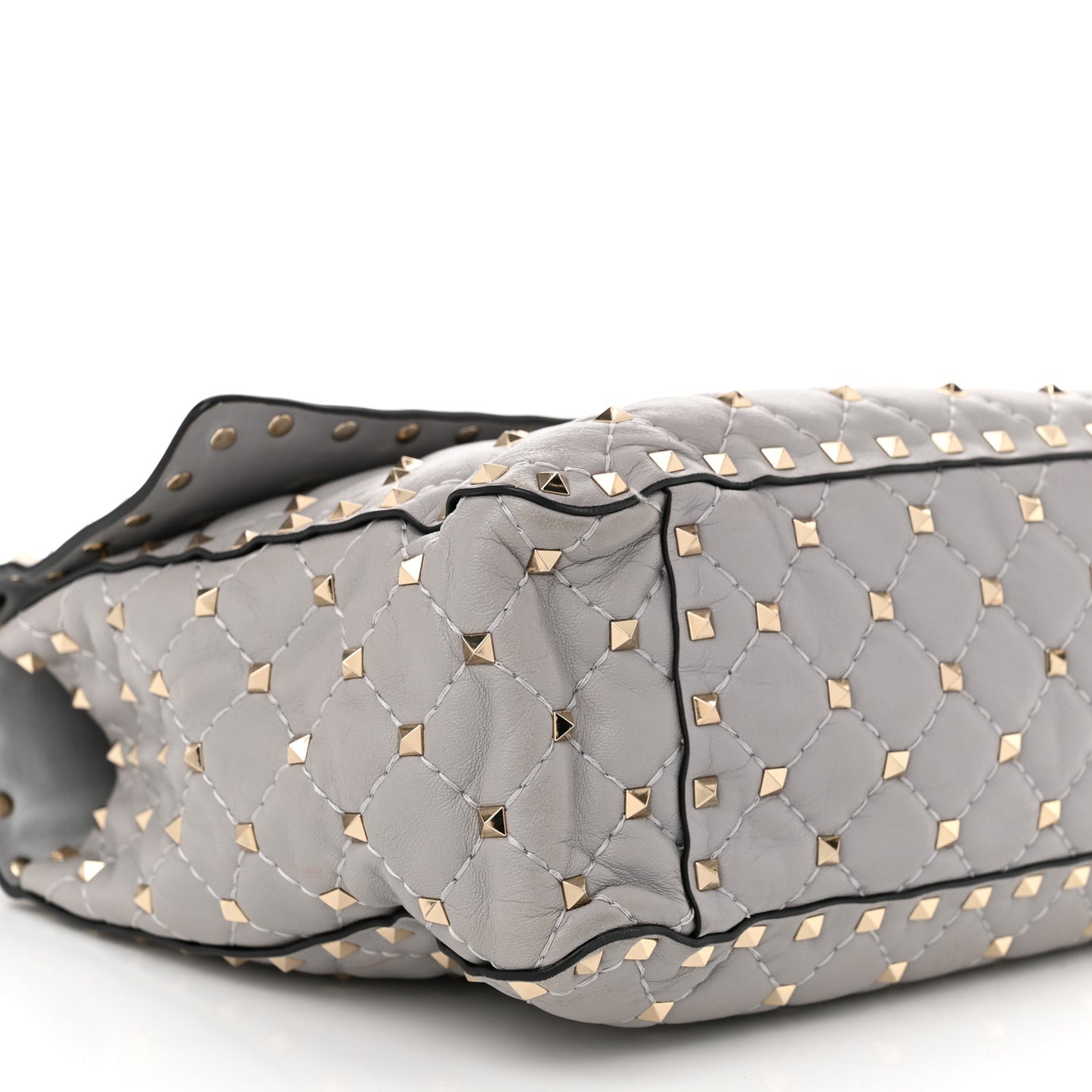 Nappa Large Rockstud Spike Shoulder Bag Pastel Grey