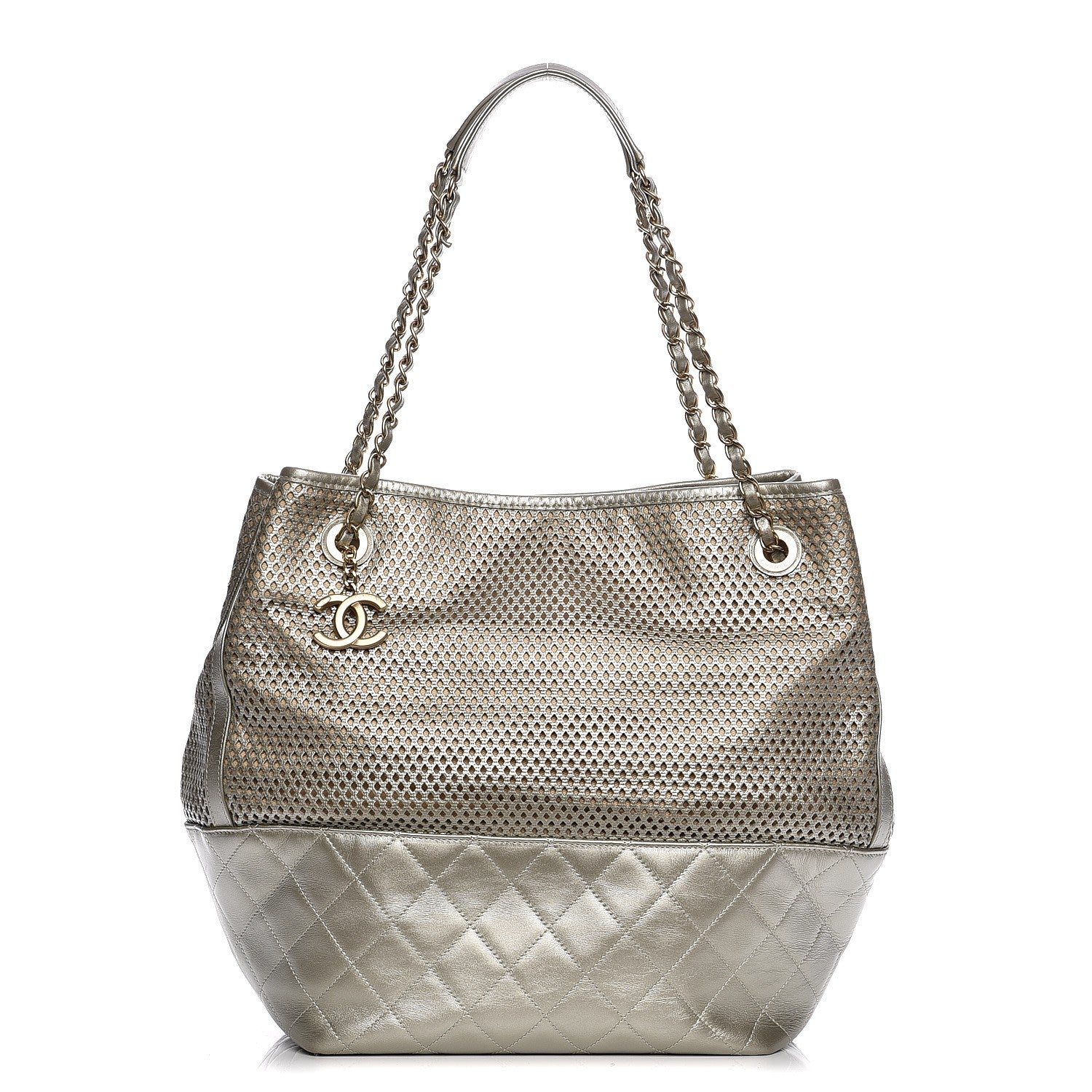 Chanel Calfskin Perforated Up In The Air North South Tote Gold 1 of 11