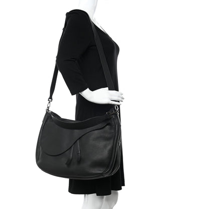 Christian Dior Grained Calfskin Saddle Soft Bag Black 2 of 9