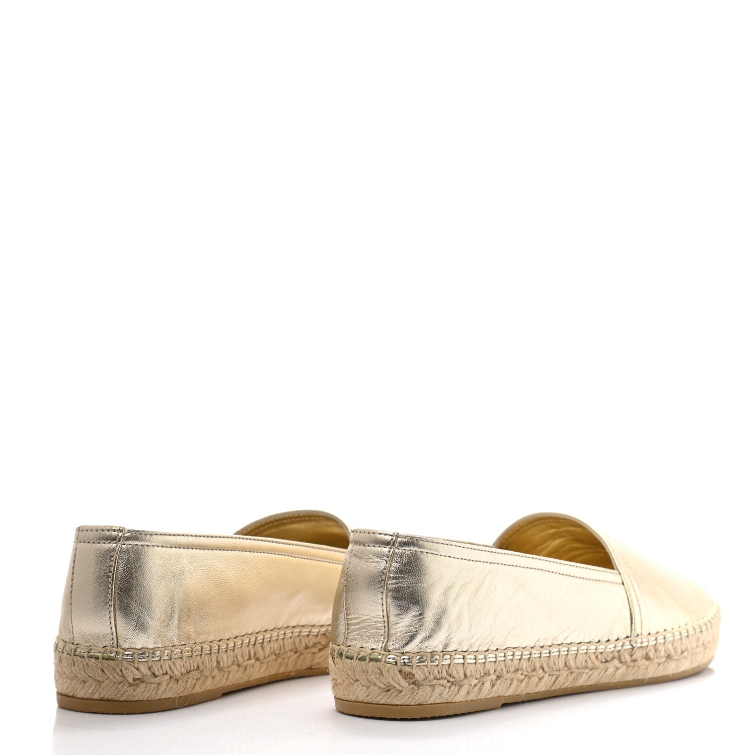 Saint Laurent Metallic Lambskin Monogram Espadrilles 38 Platino 4 of 8