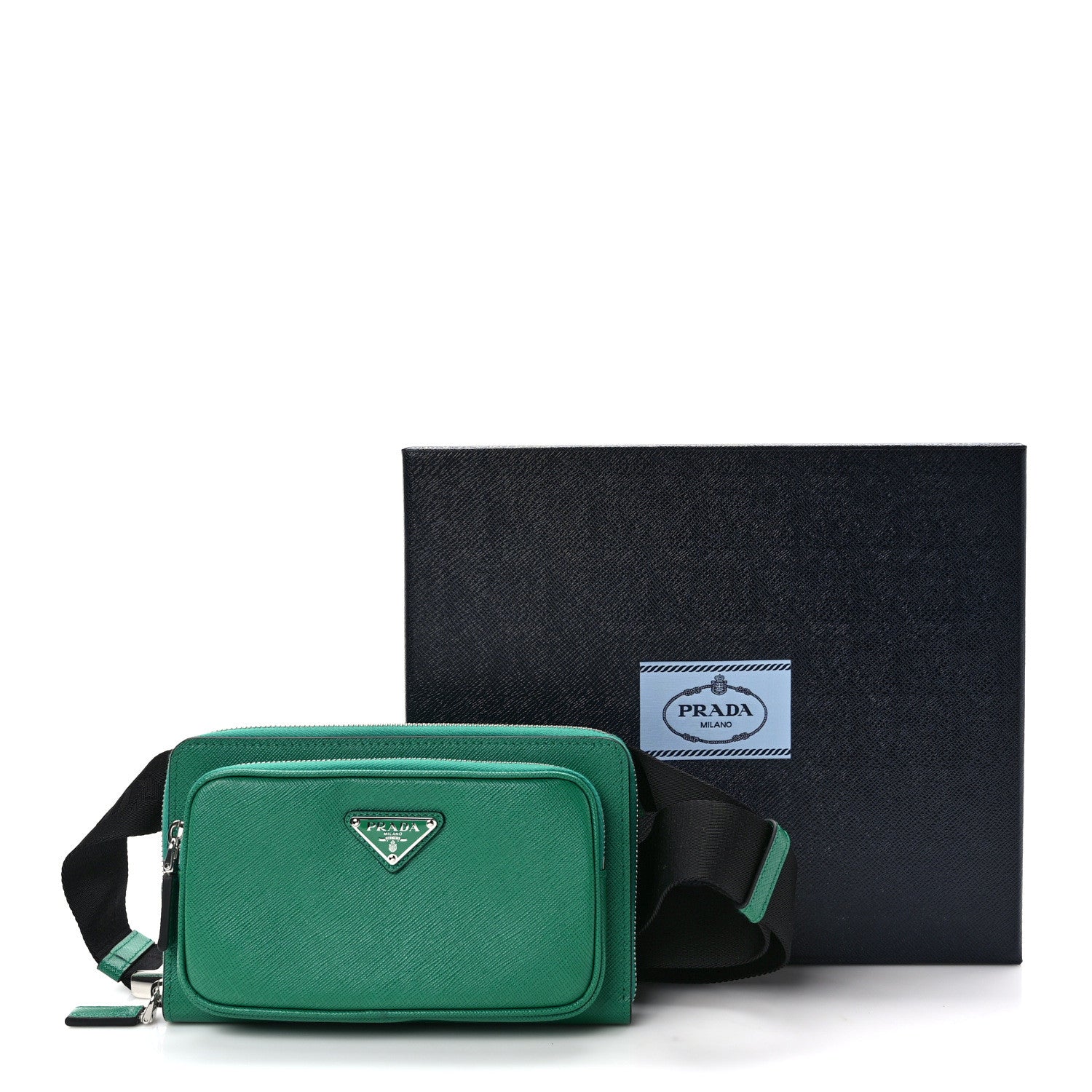Prada Saffiano Travel Double Zip Belt Bag Mango 9 of 9