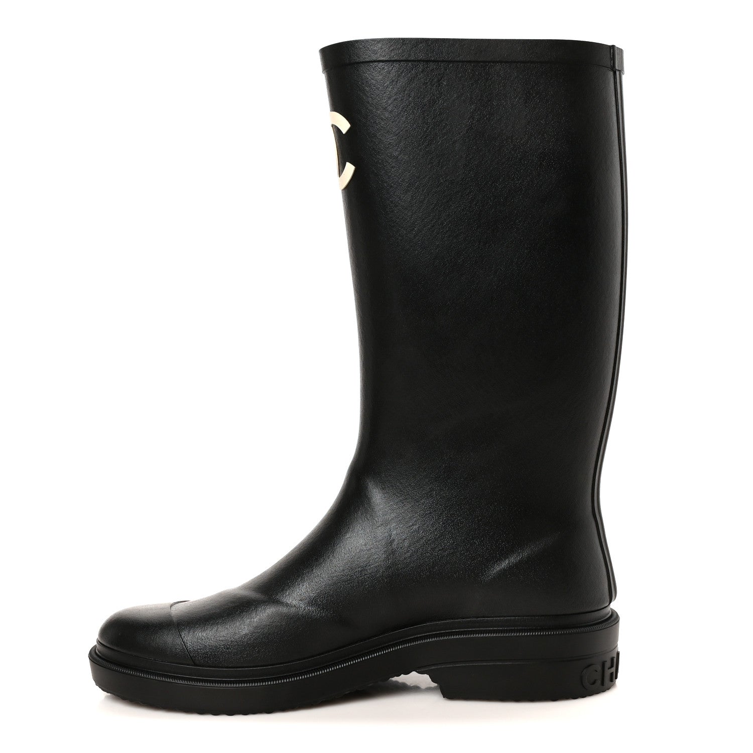 Chanel Caoutchouk CC High Boots 39 Black 1 of 10