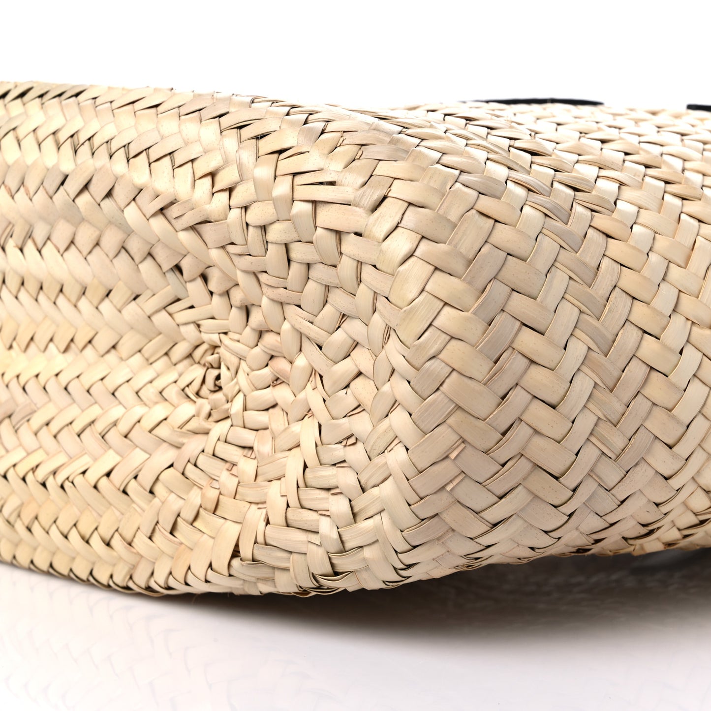 Palmitto Vitello Woven Braided Large Basket Tote Bag Naturale White