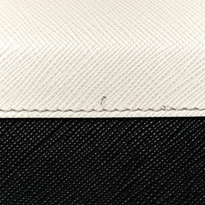 Prada Saffiano Chain Shoulder Bag White Black 11 of 12