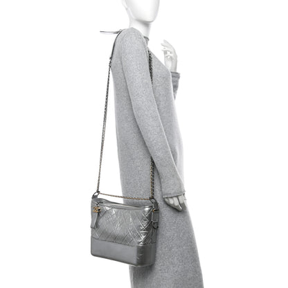 Chanel Metallic Aged Calfskin Quilted Medium Gabrielle Hobo Silver 2 of 11