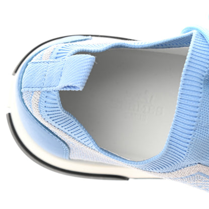 Hermes Goatskin Bi-Color Womens Addict Sneakers 38 Argent Bleu Faience 7 of 9
