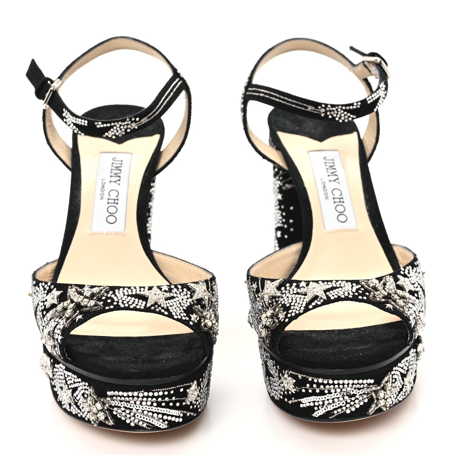 Jimmy Choo Suede Crystal Supernova Platform Pumps 37.5 Black 3 of 8