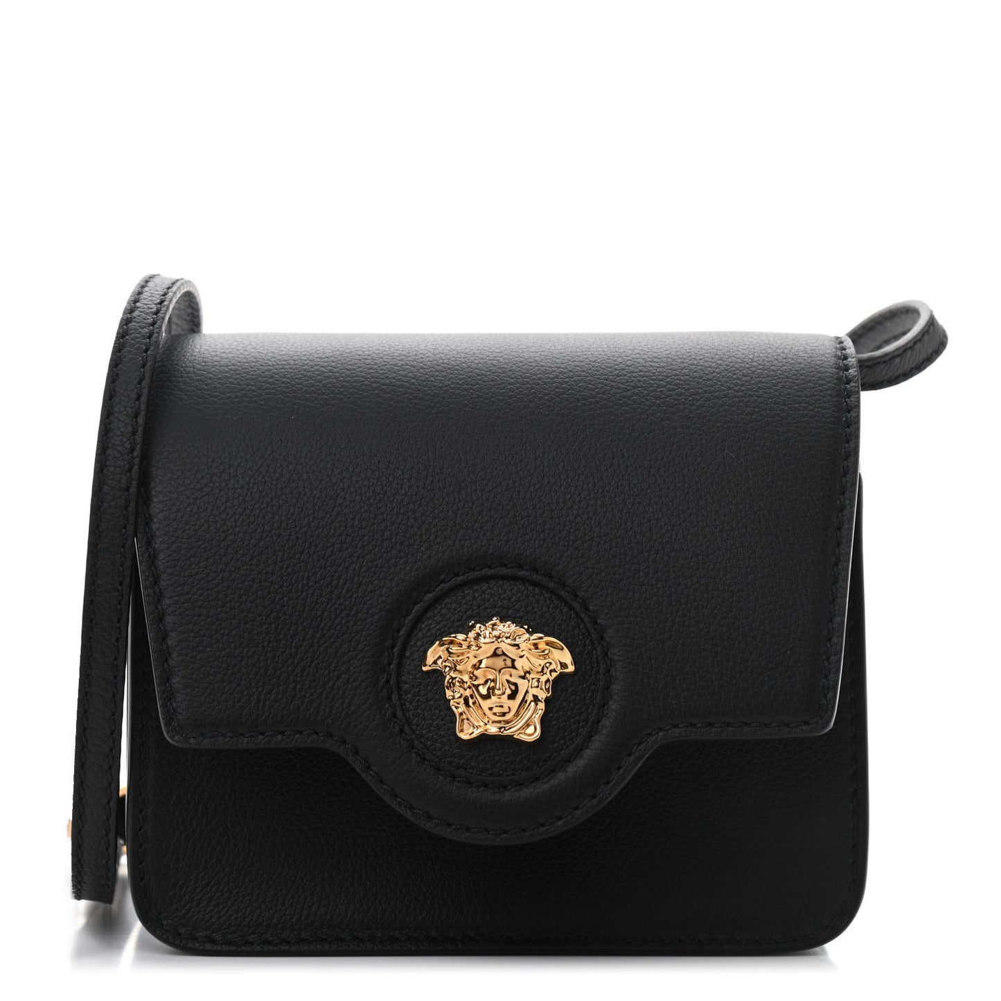 Grained Calfskin La Medusa Shoulder Bag Black