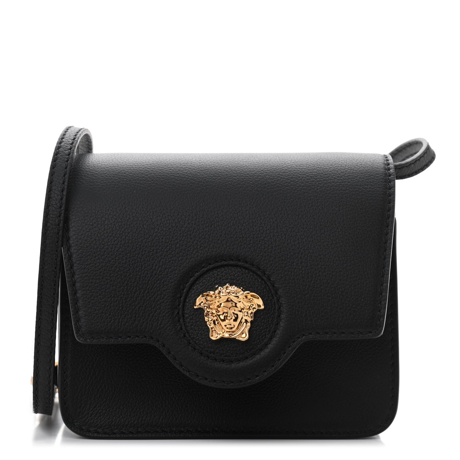 Versace Grained Calfskin La Medusa Shoulder Bag Black 1 of 10