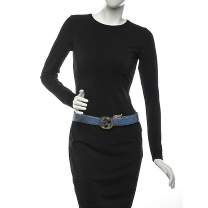 Gucci Guccissima Interlocking G Belt 85 34 Deep Cobalt 2 of 7