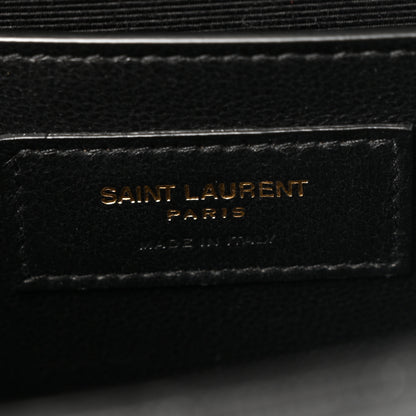 Saint Laurent Grain De Poudre Textured Mixed Matelasse Triquilt Medium Monogram Satchel Black 6 of 12