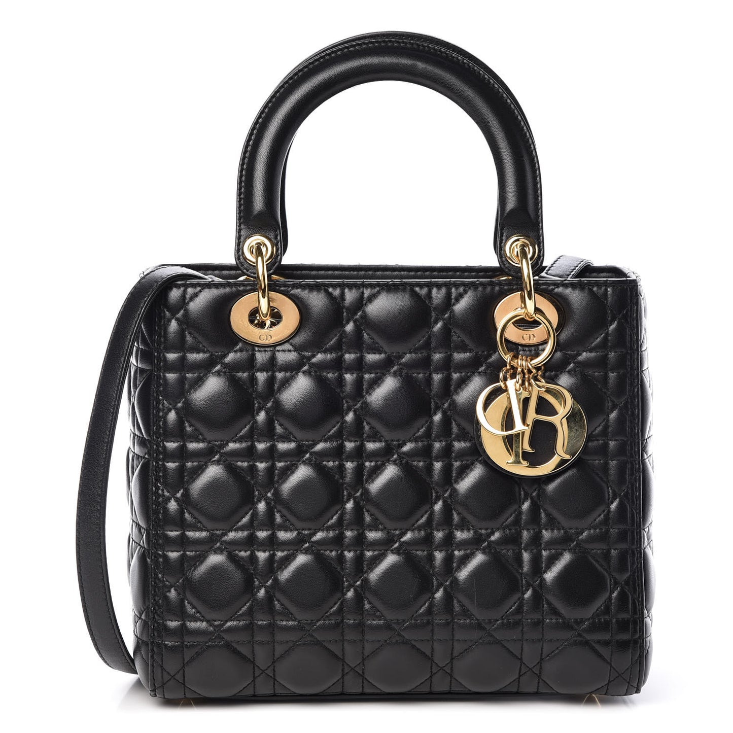 Lambskin Cannage Medium Lady Dior Black