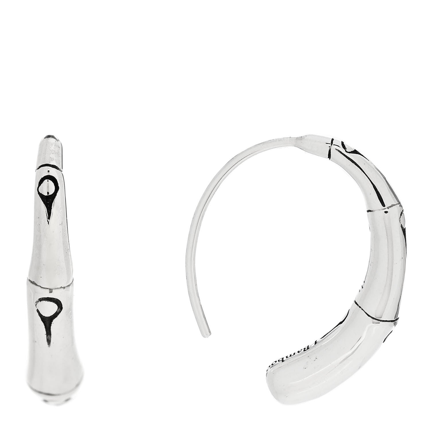 John Hardy Sterling Silver Small Bamboo Drop Hoop Earrings 1 of 4