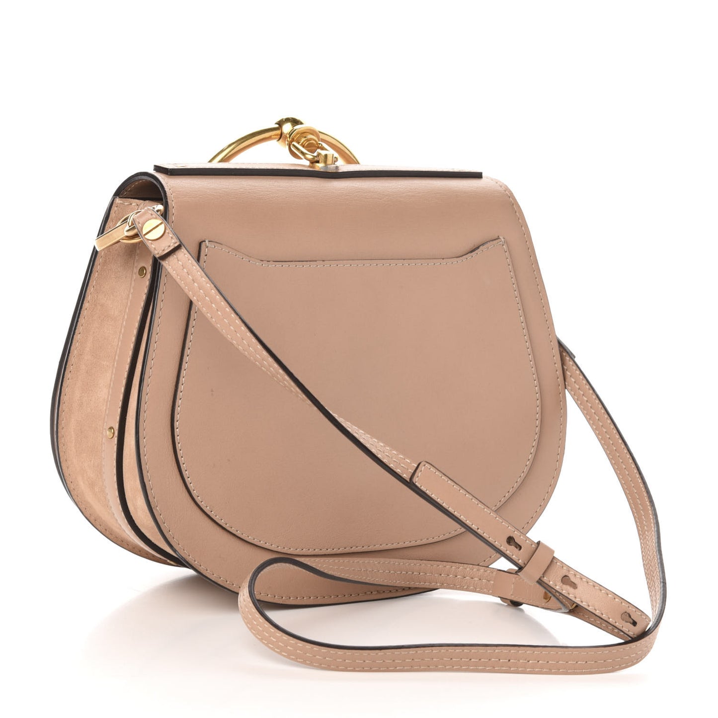 Calfskin Suede Medium Nile Bracelet Bag Biscotti Beige