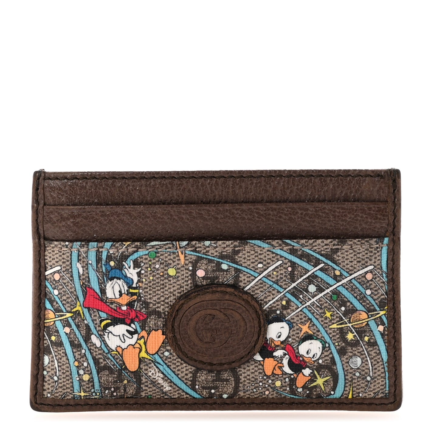 X DISNEY GG Supreme Monogram Donald Duck Card Holder Beige New Acero