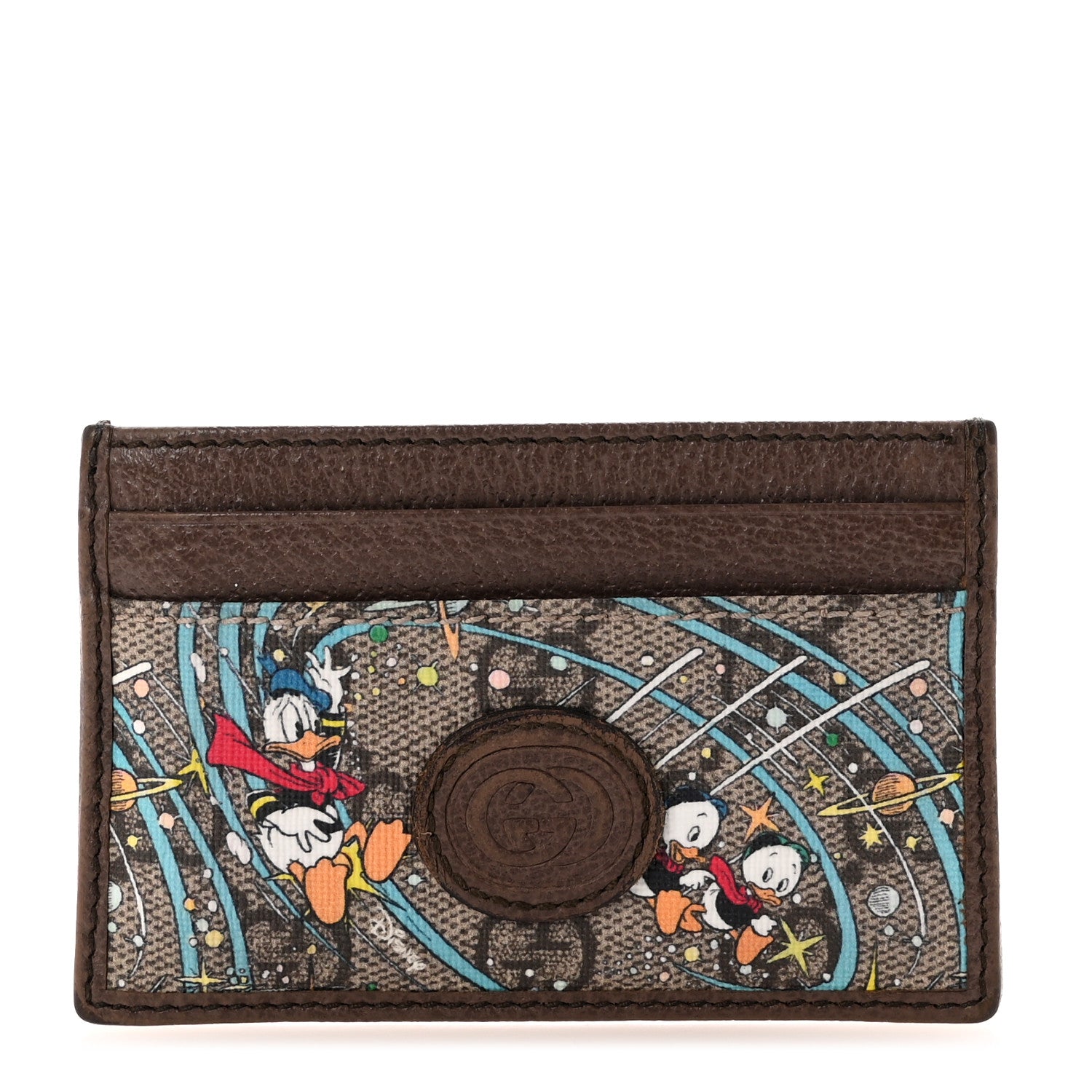 Gucci X DISNEY GG Supreme Monogram Donald Duck Card Holder Beige New Acero 1 of 7