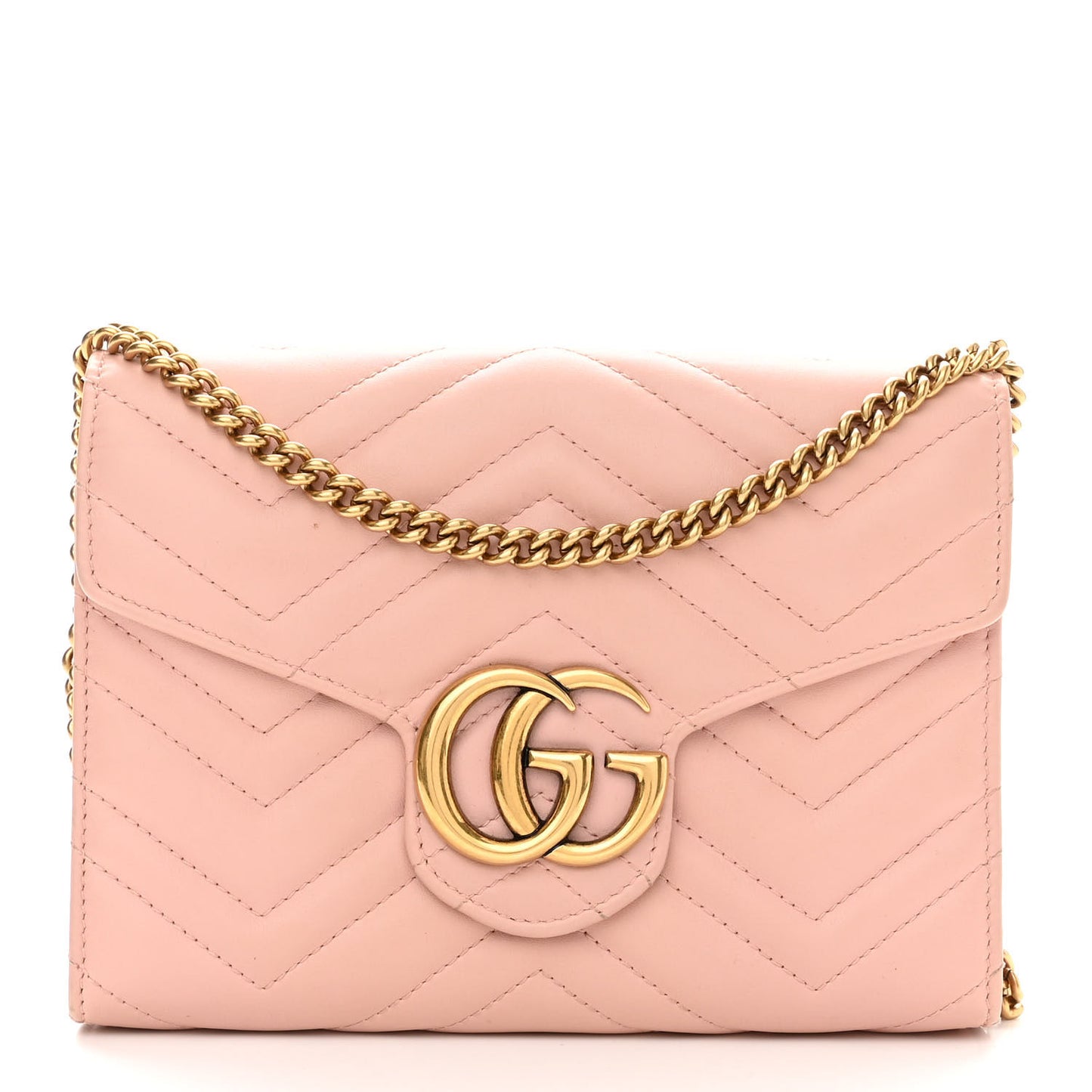 Calfskin Matelasse GG Marmont Chain Wallet Perfect Pink