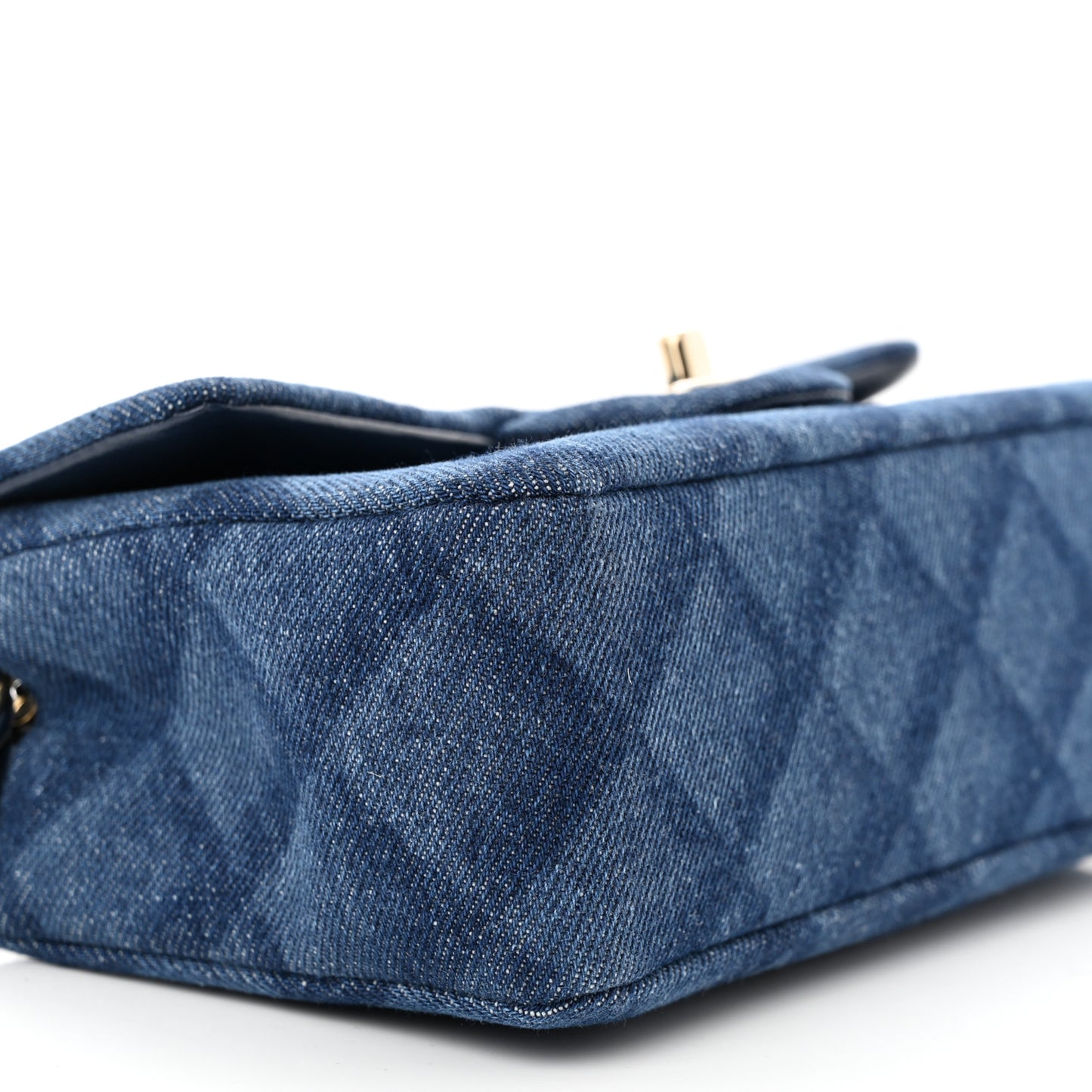 Printed Denim Quilted Mini Rectangular Flap Dark Blue