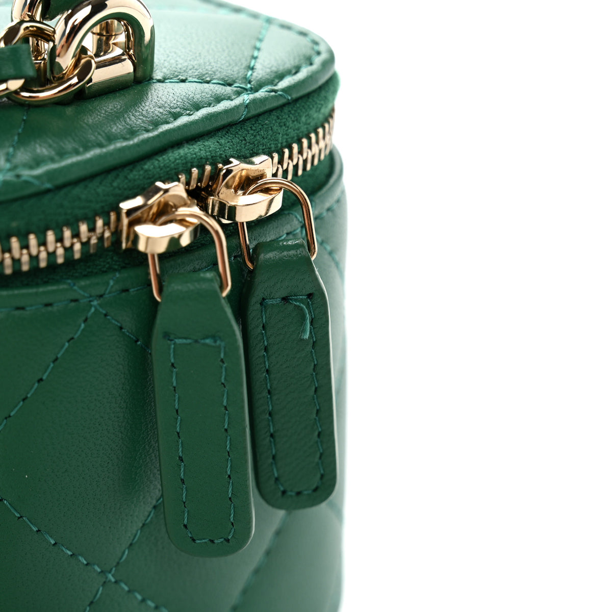 Chanel Lambskin Quilted Top Handle Mini Vanity Case With Chain Green 11 of 12