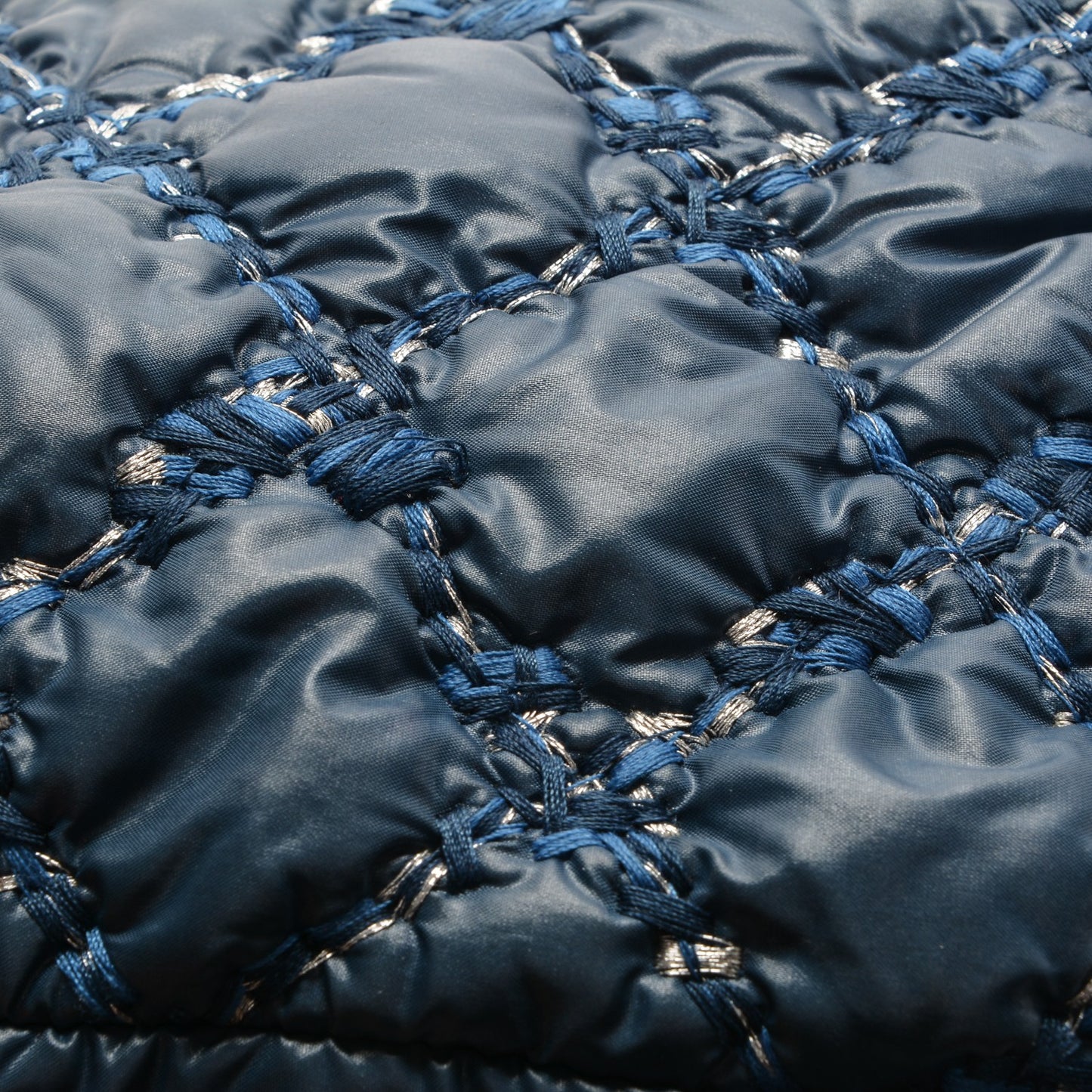 Nylon Quilted Medium Tweed on Stitch Bubble Flap Blue