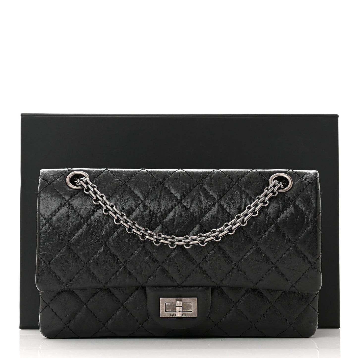 Aged Calfskin Quilted 2.55 Reissue 225 Flap Black