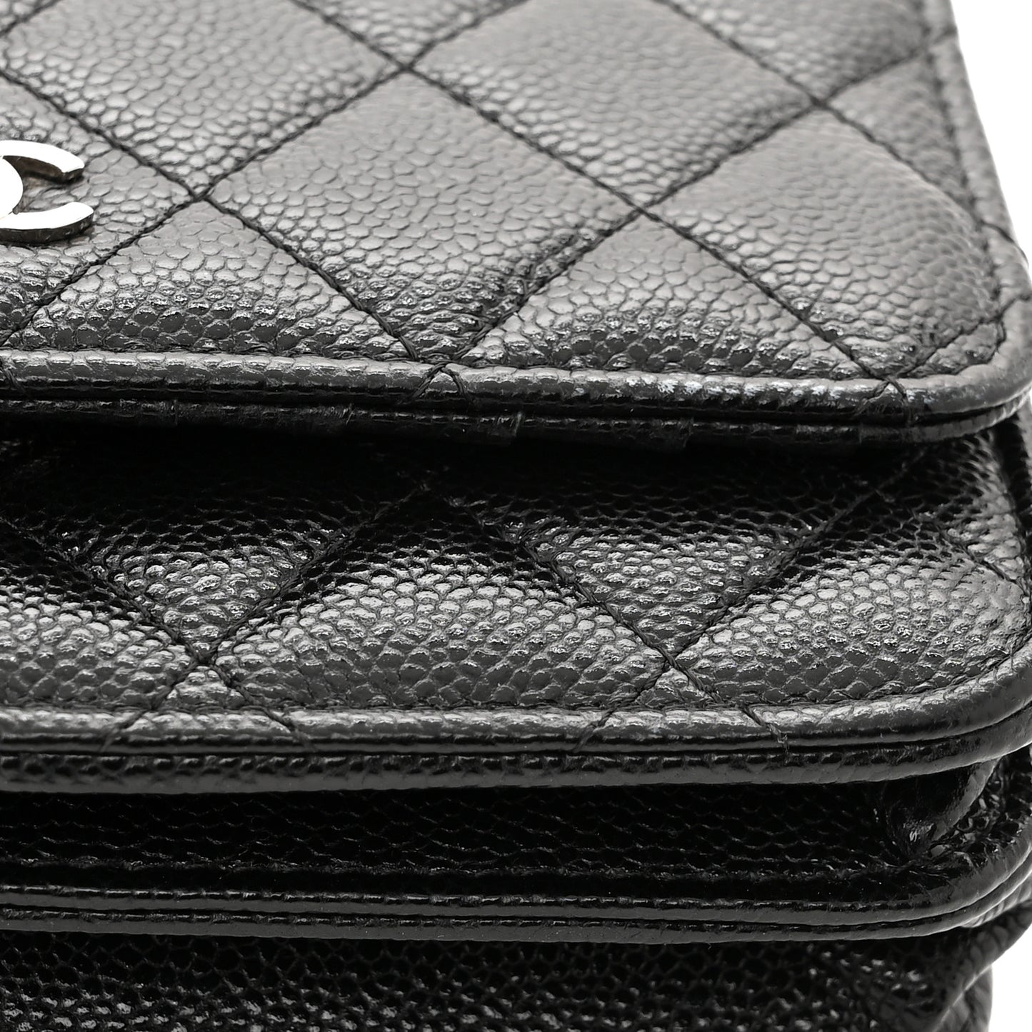 Caviar Quilted Mini Wallet On Chain WOC Black