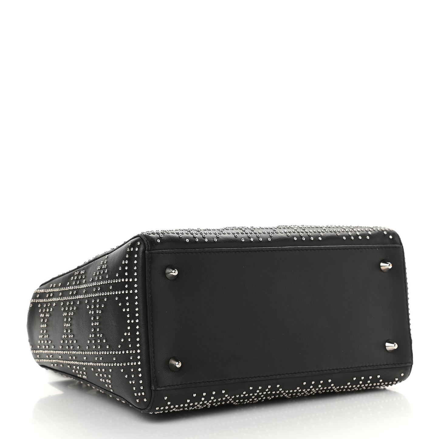 Lambskin Studded Cannage Medium Lady Dior Black