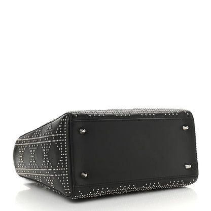Christian Dior Lambskin Studded Cannage Medium Lady Dior Black 3 of 9