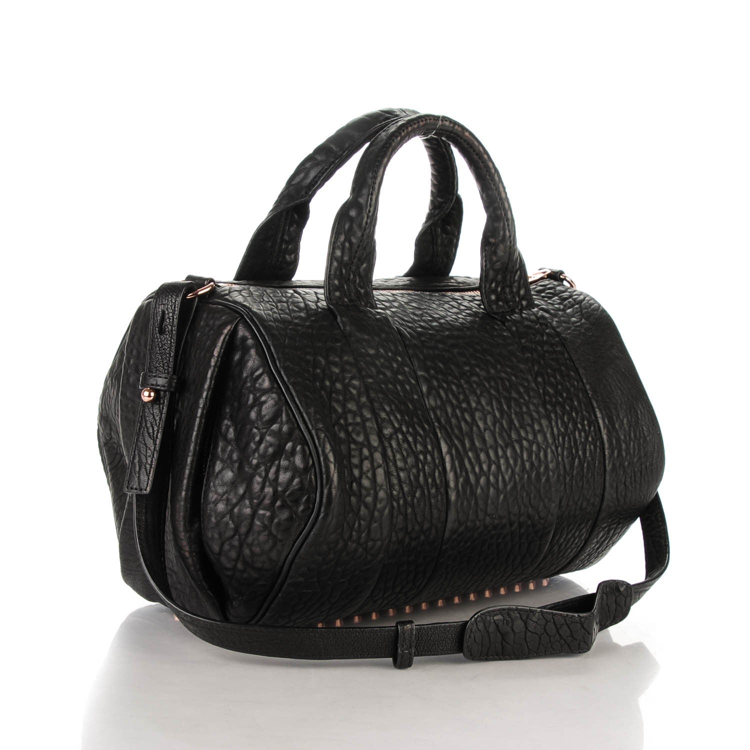 Alexander Wang Pebbled Lambskin Rocco Black Rose Gold Hardware 3 of 7