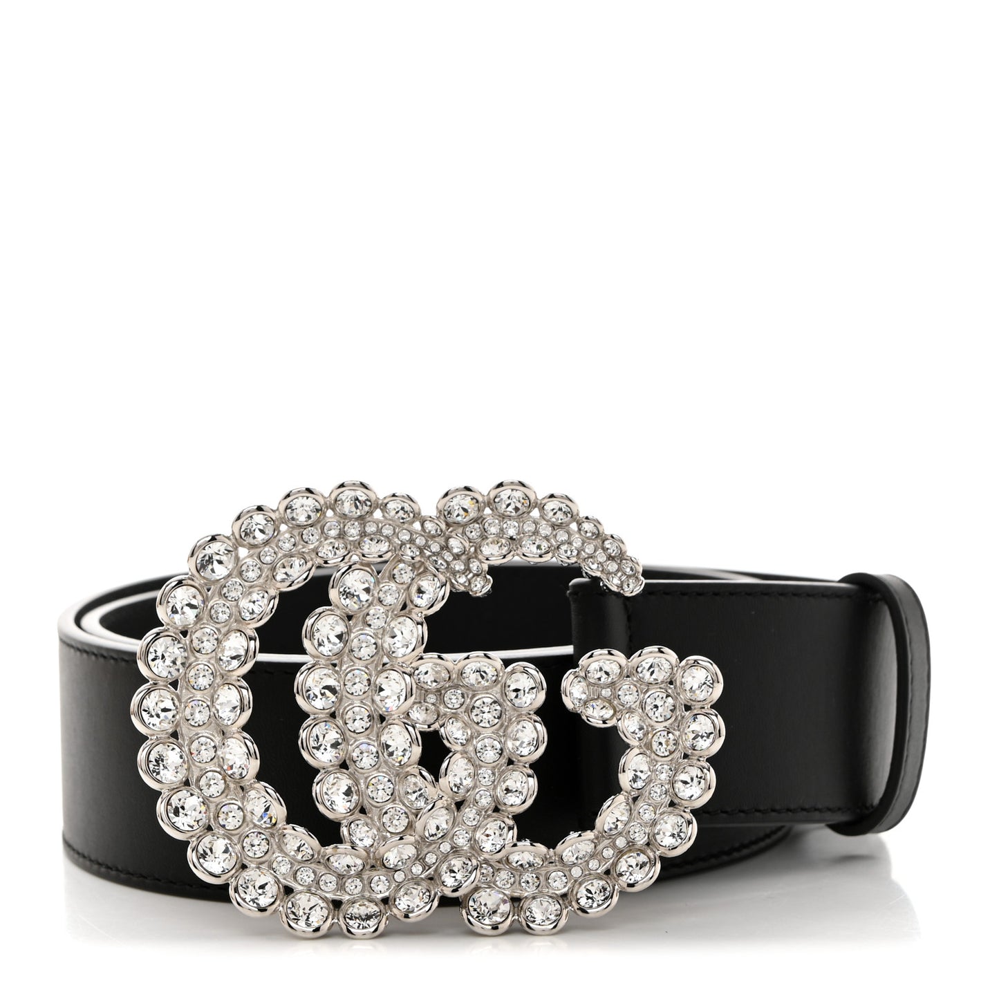 Calfskin Crystal Double G 40mm Belt 85 34 Black