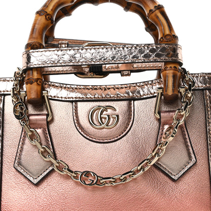 Gucci Metallic Lambskin Anaconda Snakeskin Mini Diana Tote Bag Rame 7 of 9