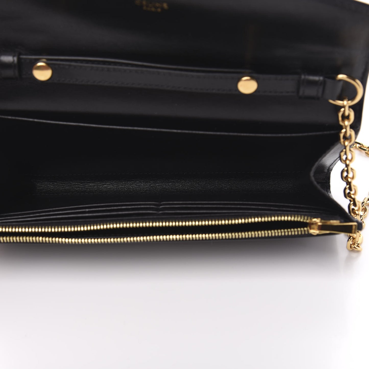 Shiny Smooth Calfskin C Wallet On Chain Bag Black