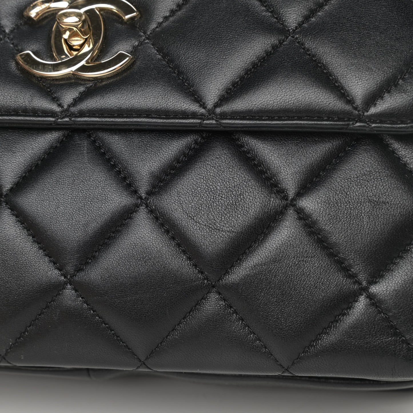 Lambskin Quilted Small Trendy CC Dual Handle Flap Bag Black
