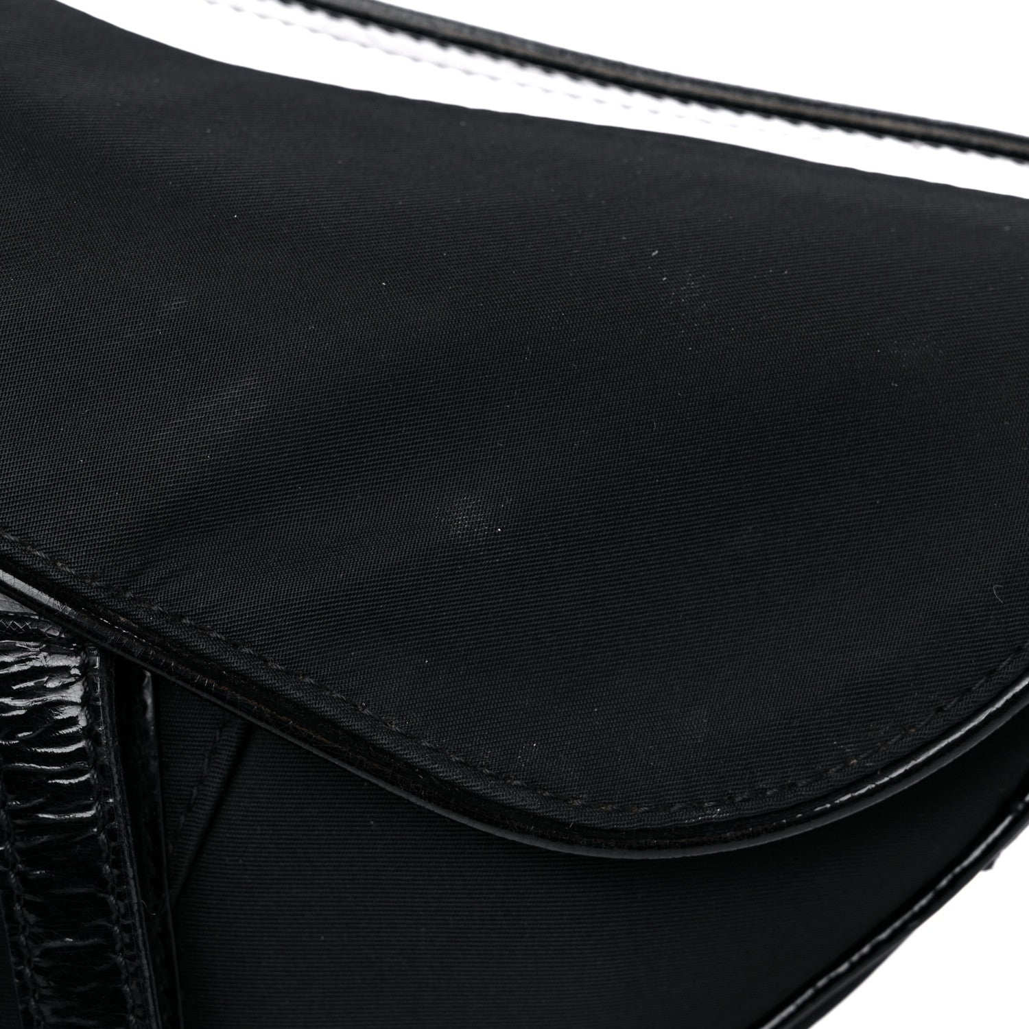 Christian Dior Canvas Patent Calfskin Saddle Bag Black 12 of 13