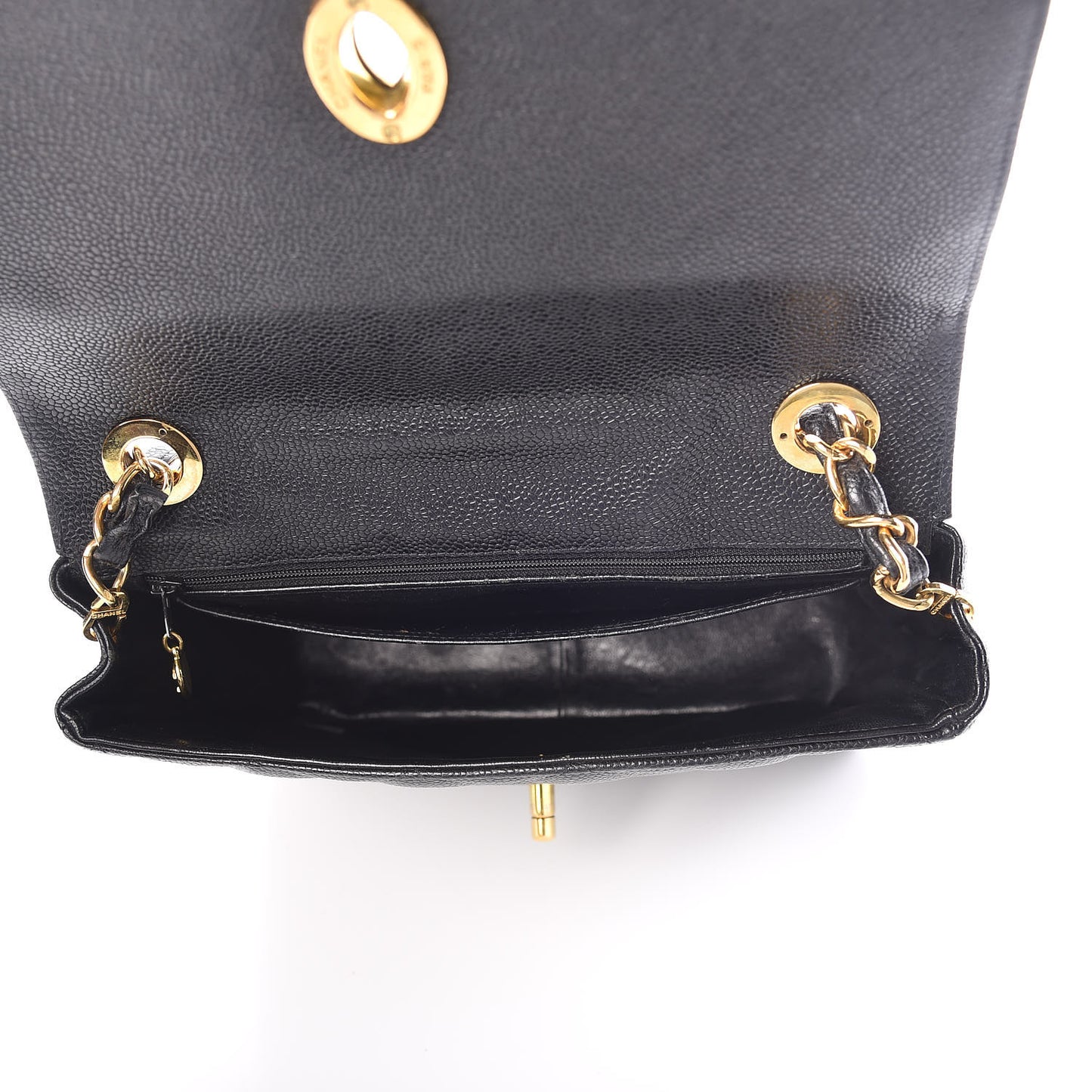 Caviar Quilted Medium Flap Shoulder Bag Black