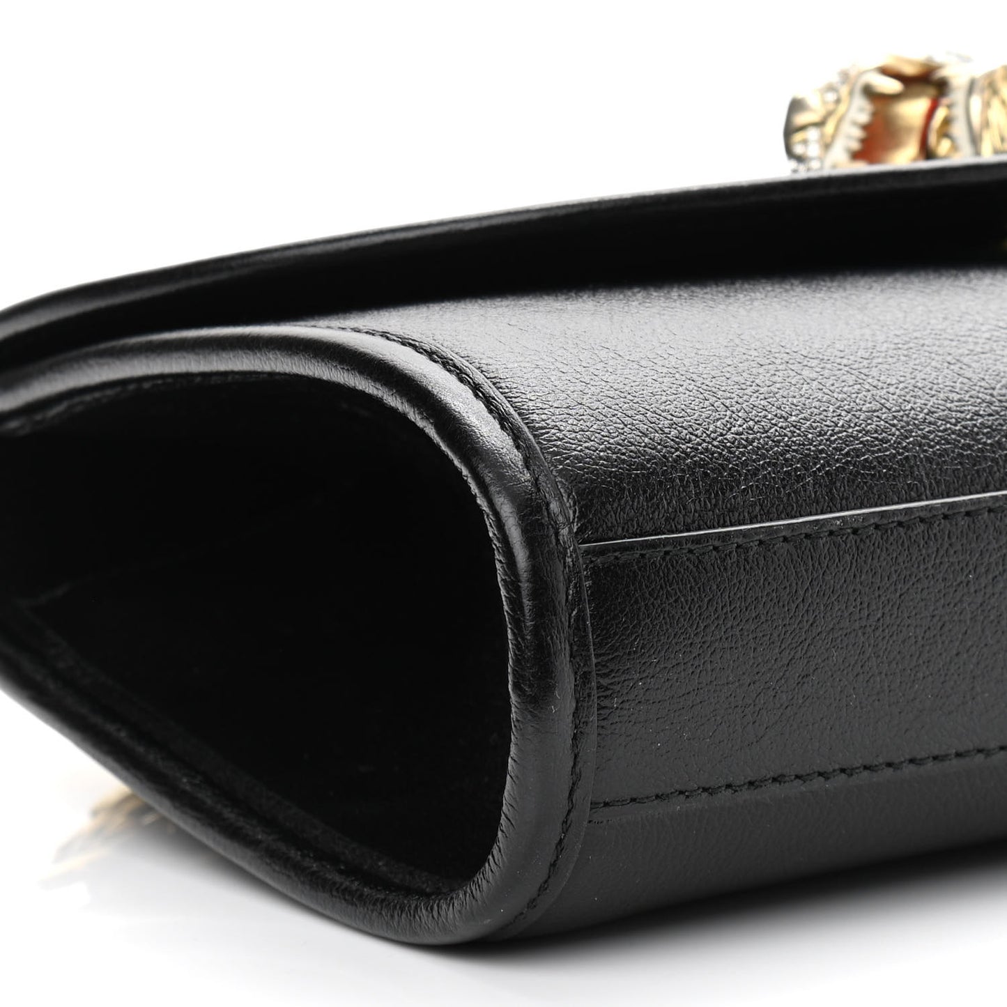 Textured Calfskin Web Small Rajah Slim Flap Shoulder Bag Black