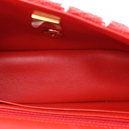 Chanel Tweed Quilted Mini Rectangular Flap White Red 5 of 13