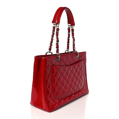 Chanel Patent Quilted Grand Shopping Tote GST Red 2 of 11
