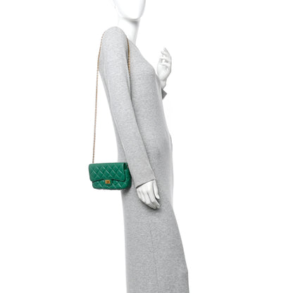 Chanel Aged Calfskin Quilted Reissue 2.55 Phone Holder With Chain Green 2 of 11