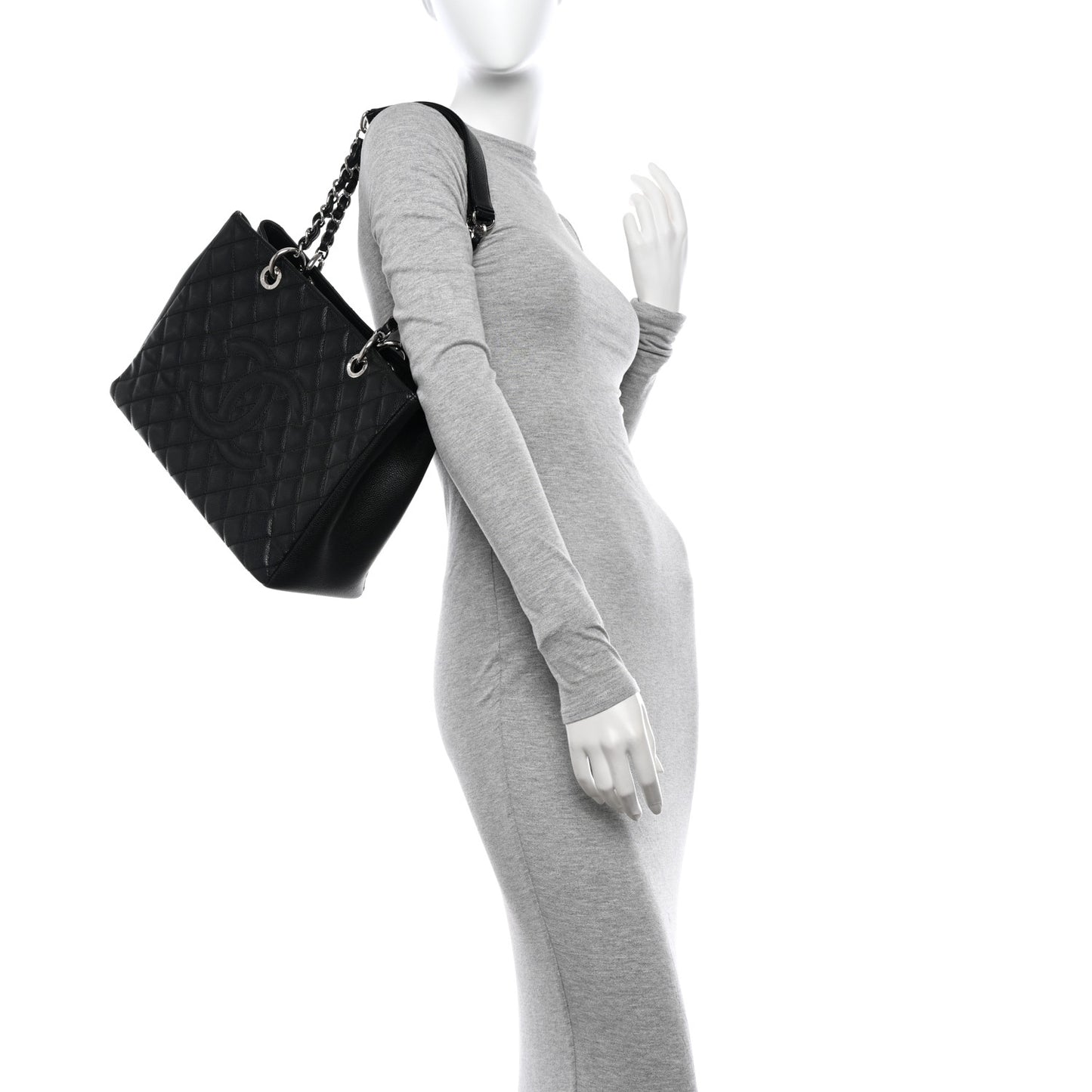 Caviar Quilted Grand Shopping Tote GST Black
