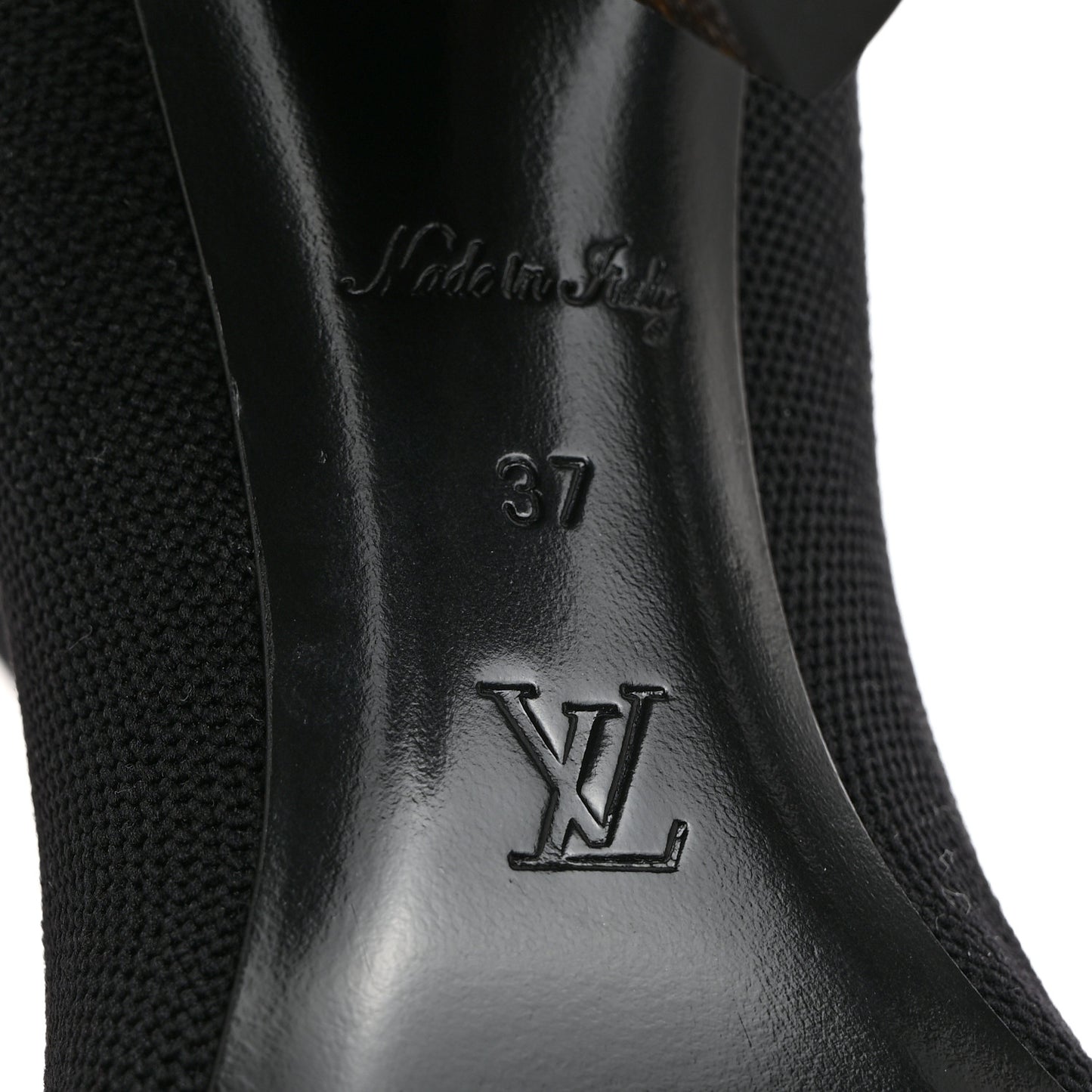 Monogram Stretch Fabric Silhouette Ankle Boots 37 Black