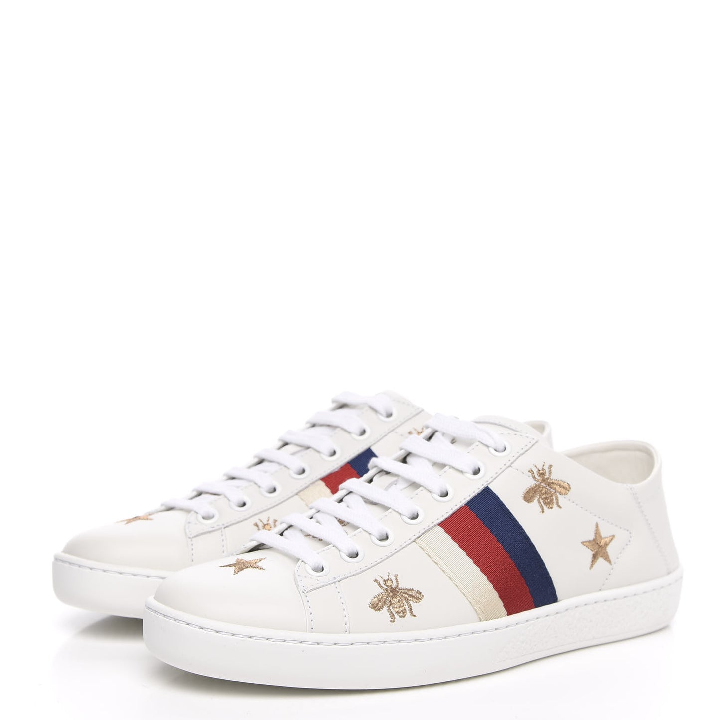 Calfskin Bee Star Embroidered Sylvie Web Ace Sneakers 35.5 White