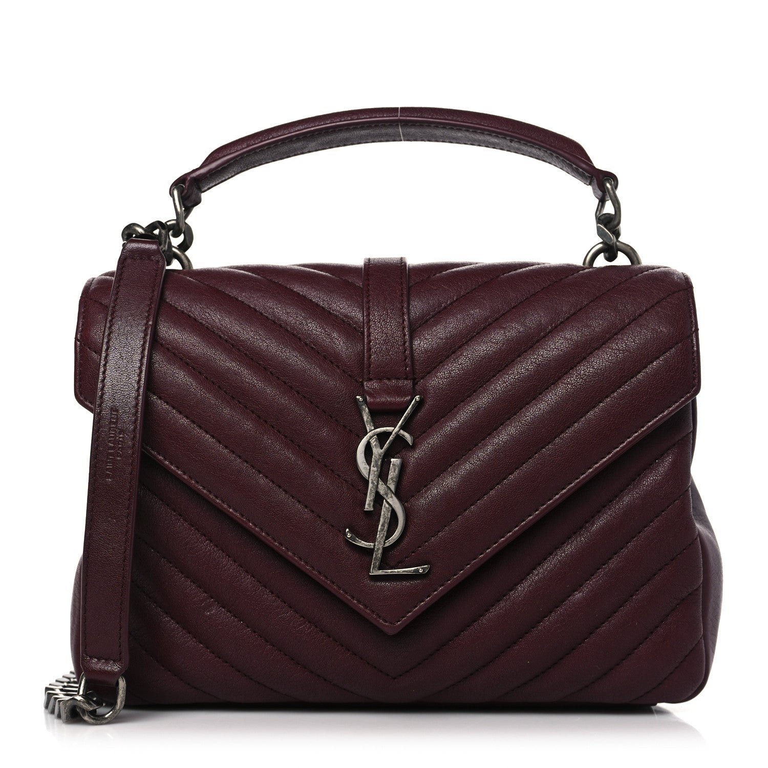 Saint Laurent Sheepskin Matelasse Chevron Monogram Medium College Bag Old Brandy 1 of 8