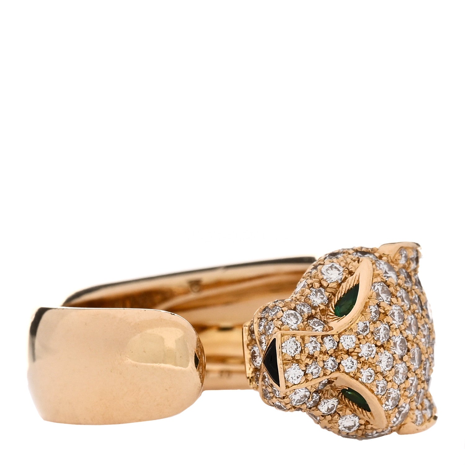 Cartier 18K Yellow Gold Diamond Emerald Panthere De Cartier Band Ring 50 5.25 1 of 5