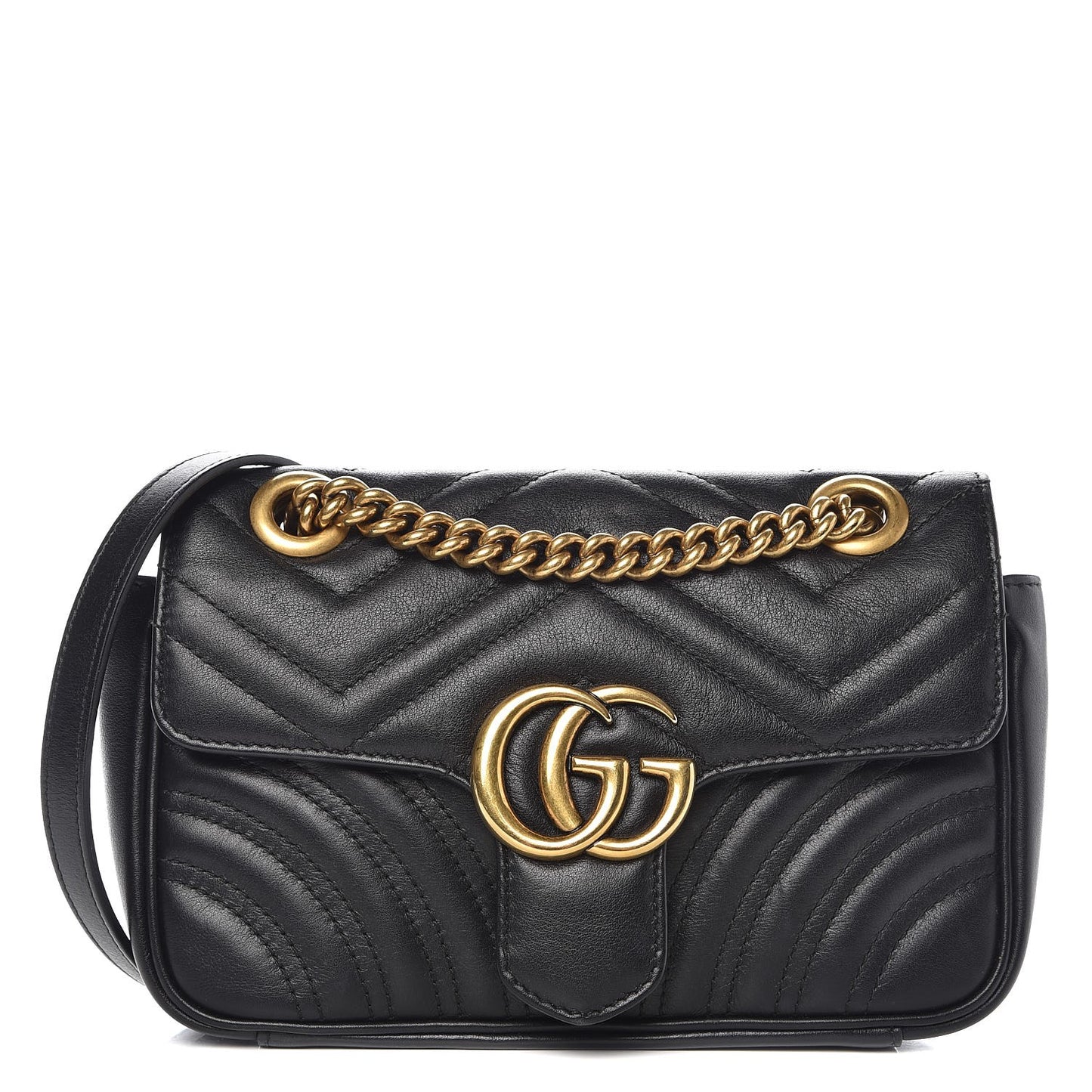 Calfskin Matelasse Mini GG Marmont Shoulder Bag Black