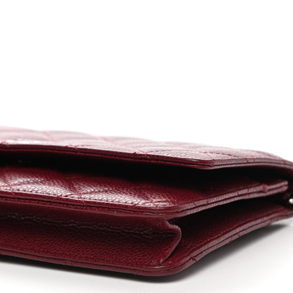 Chanel Caviar Quilted Wallet on Chain WOC Burgundy 6 of 12