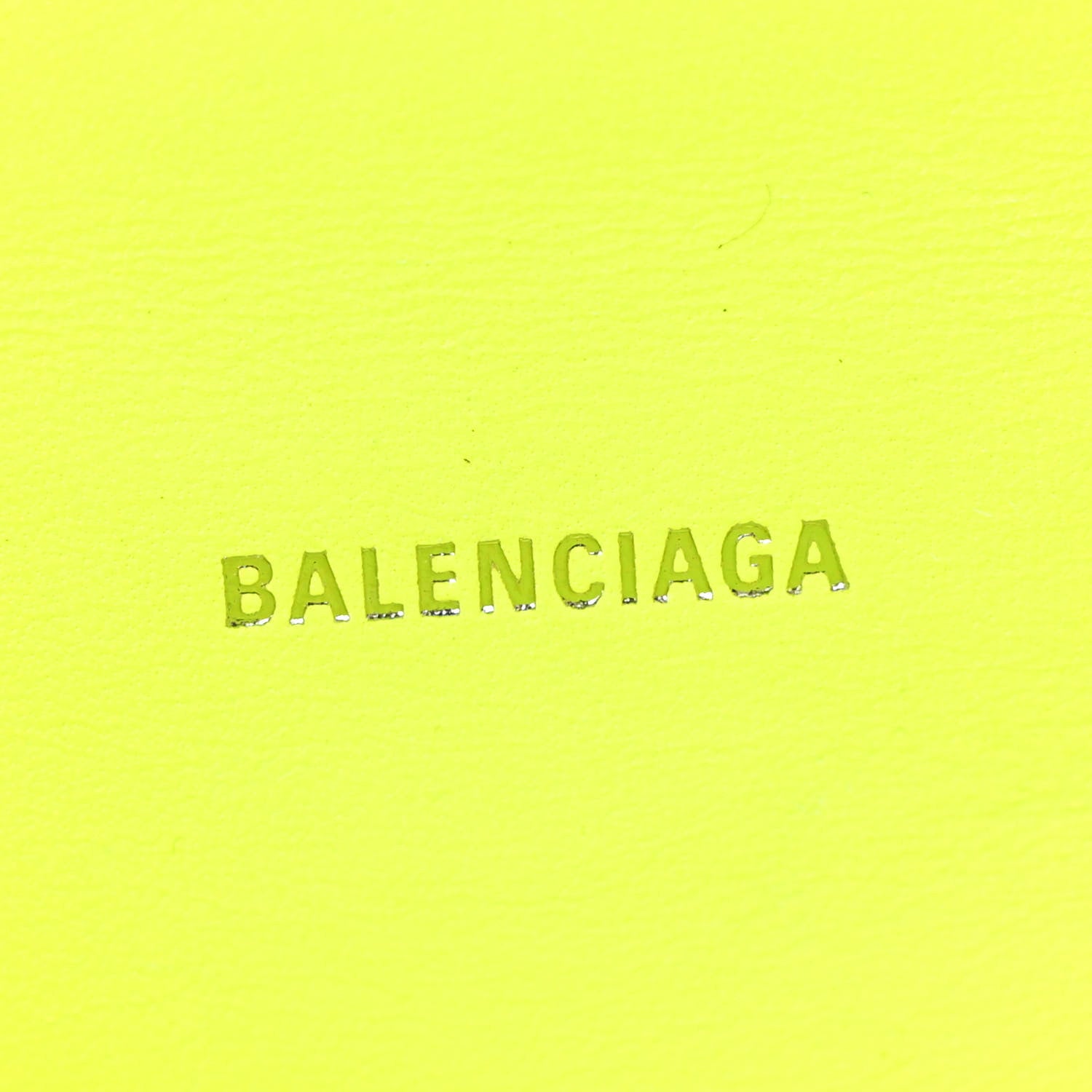Balenciaga Shiny Calfskin Crocodile Embossed Hourglass Top Handle Bag XS Fluo Yellow 6 of 12