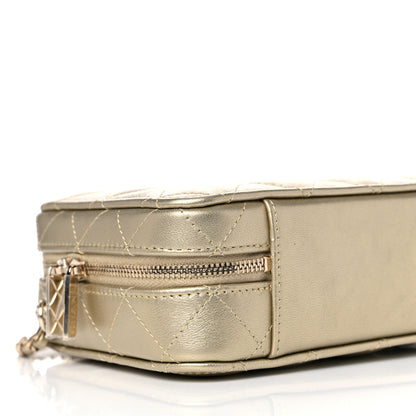Chanel Metallic Lambskin Quilted Top Handle Vanity Case Gold 9 of 10